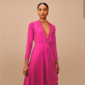 Farm Rio pink long sleeve maxi dress.